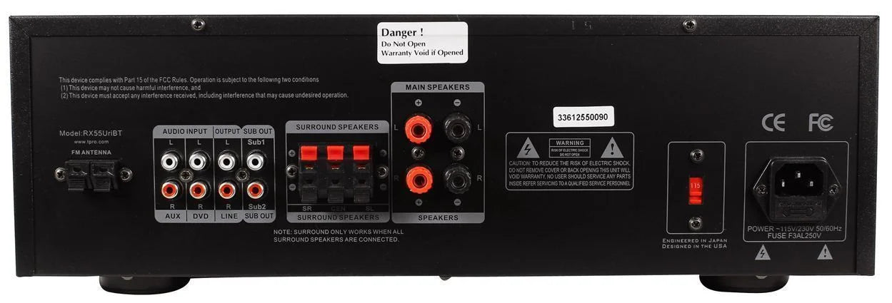 Technical Pro RX55URIBT Home Theater Bluetooth Receiver+(2) 8" Ceiling Speakers