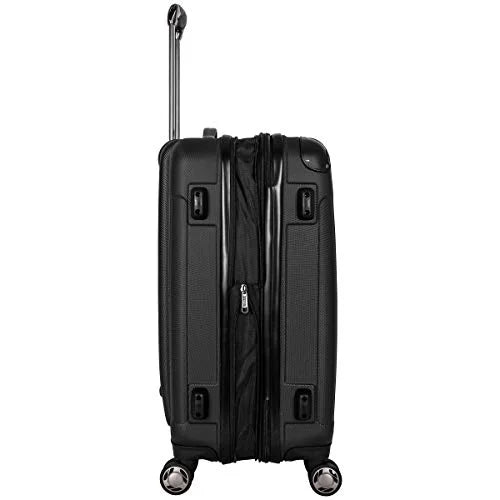 Kenneth Cole Reaction Renegade 24” Lightweight Hardside Expandable 8-Wheel Spinner Checked-Size Luggage, Black, inch