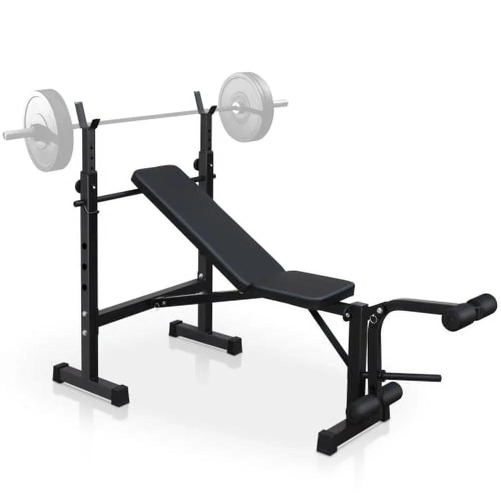 Exercise Weight Bench, Fitness Bench Press Set with Squat Rack and Bench for Home Gym Full-Body Workout Training