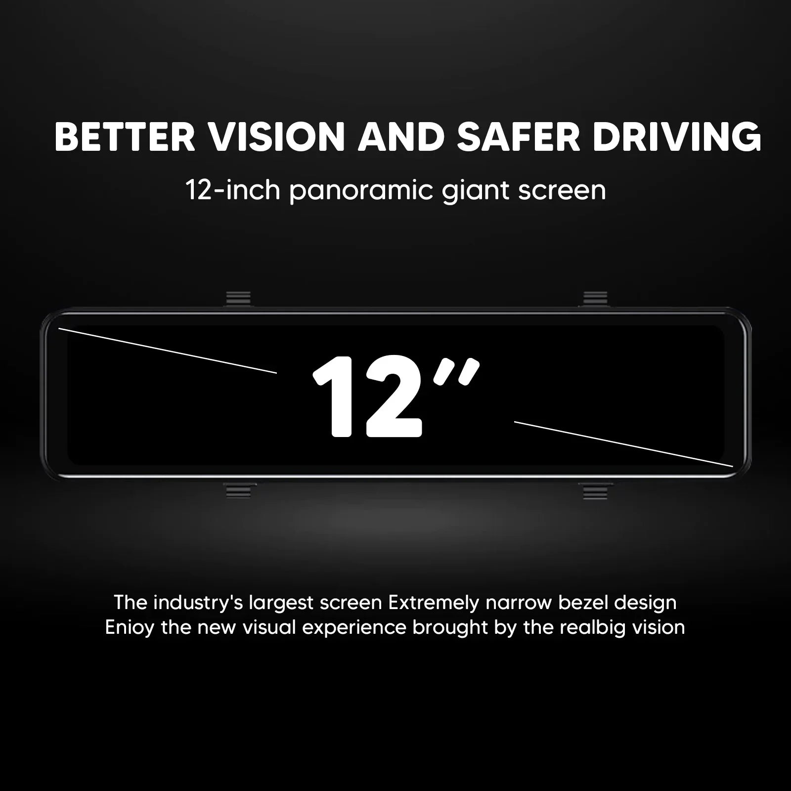 Car Rear View Mirror Camera Dual Dash Cam DVR Video Recorder Driving Recorder with Night Vision Panoramic Rearview Mirror with 4K 12" Full Touch Monitor