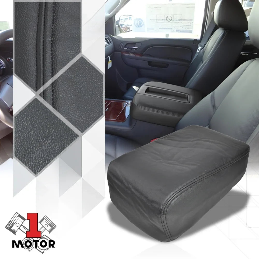 Black Center Console Arm Rest Lid Leather Cover Kit for 07-14 Silverado/Sierra Fits select: 2007-2014 CHEVROLET SILVERADO, 2007-2014 CHEVROLET TAHOE