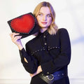 Mary Frances Big Heart Beaded Crossbody Clutch Handbag, Black