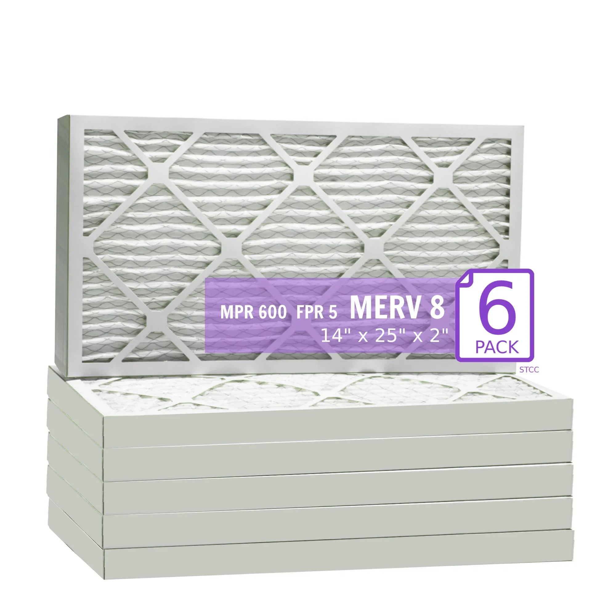 14x25x2, Purolator DMK80 Extended Surface Pleated Air Filter, Mechanical MERV 8, (6 Pack)