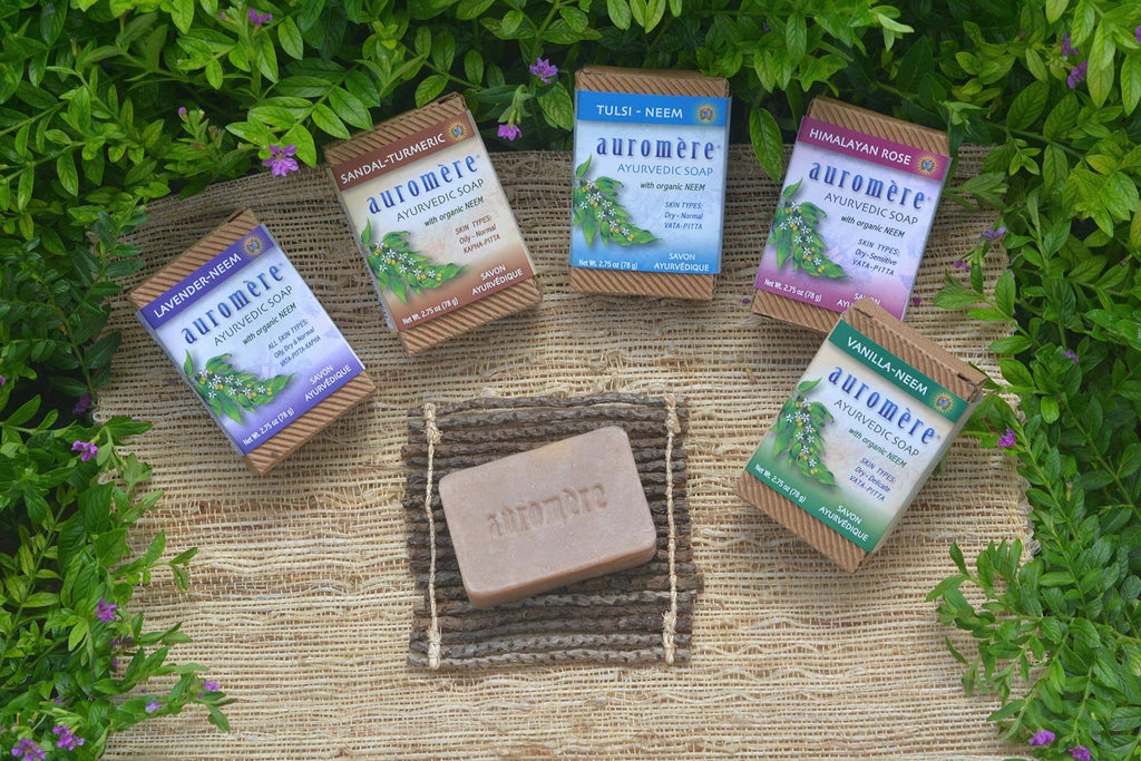 Auromere Ayurvedic Bar Soap, Lavender Neem - Eco Friendly, Handmade, Vegan, Cruelty Free, Natural, Non Gmo (2.75 Oz), 4 Pack.