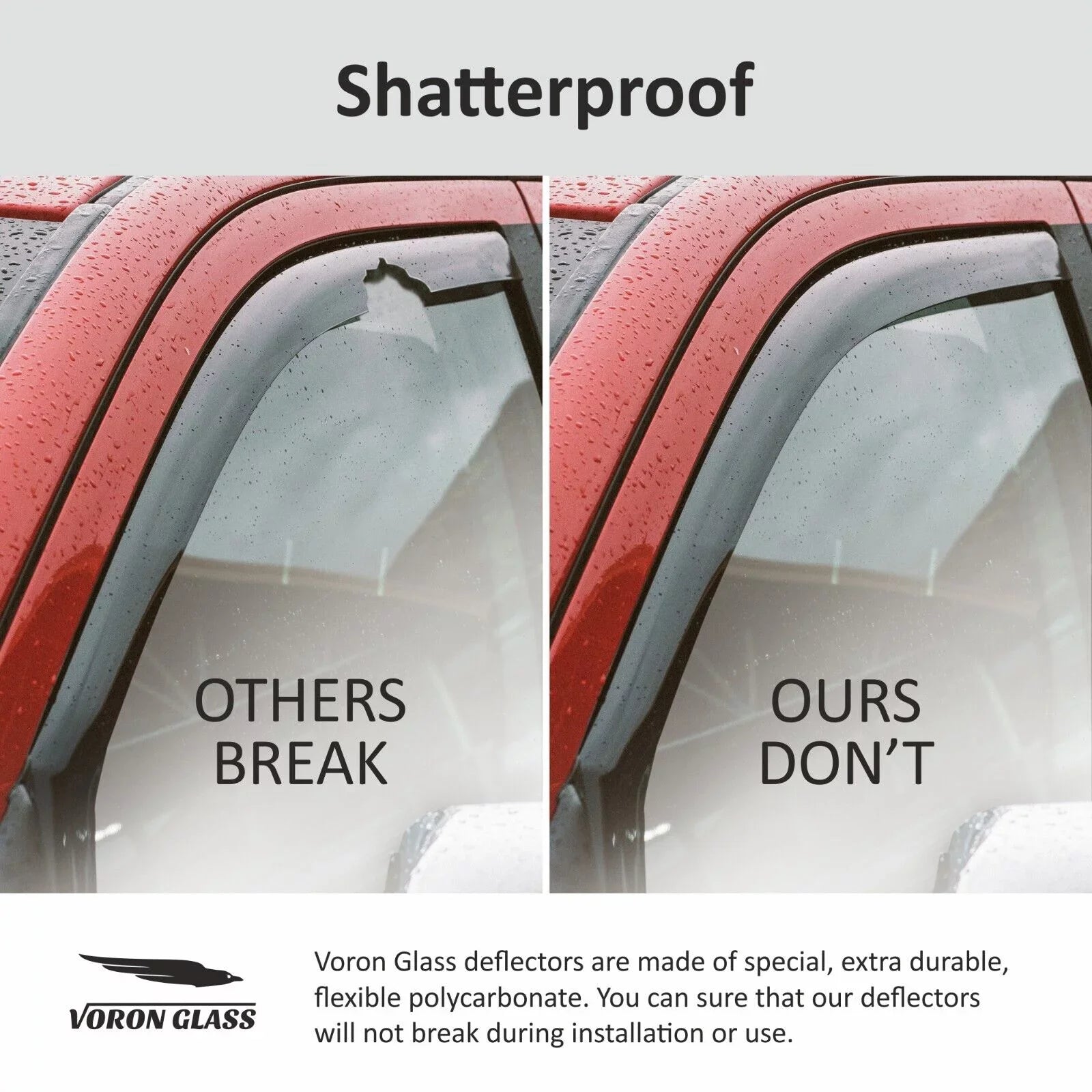 Voron Glass in-Channel Extra Tough Rain Guards for Trucks Dodge Ram 1500 2009-2018 Quad Cab, Window Deflectors, Vent Window Visors, 4 Pieces - 230099