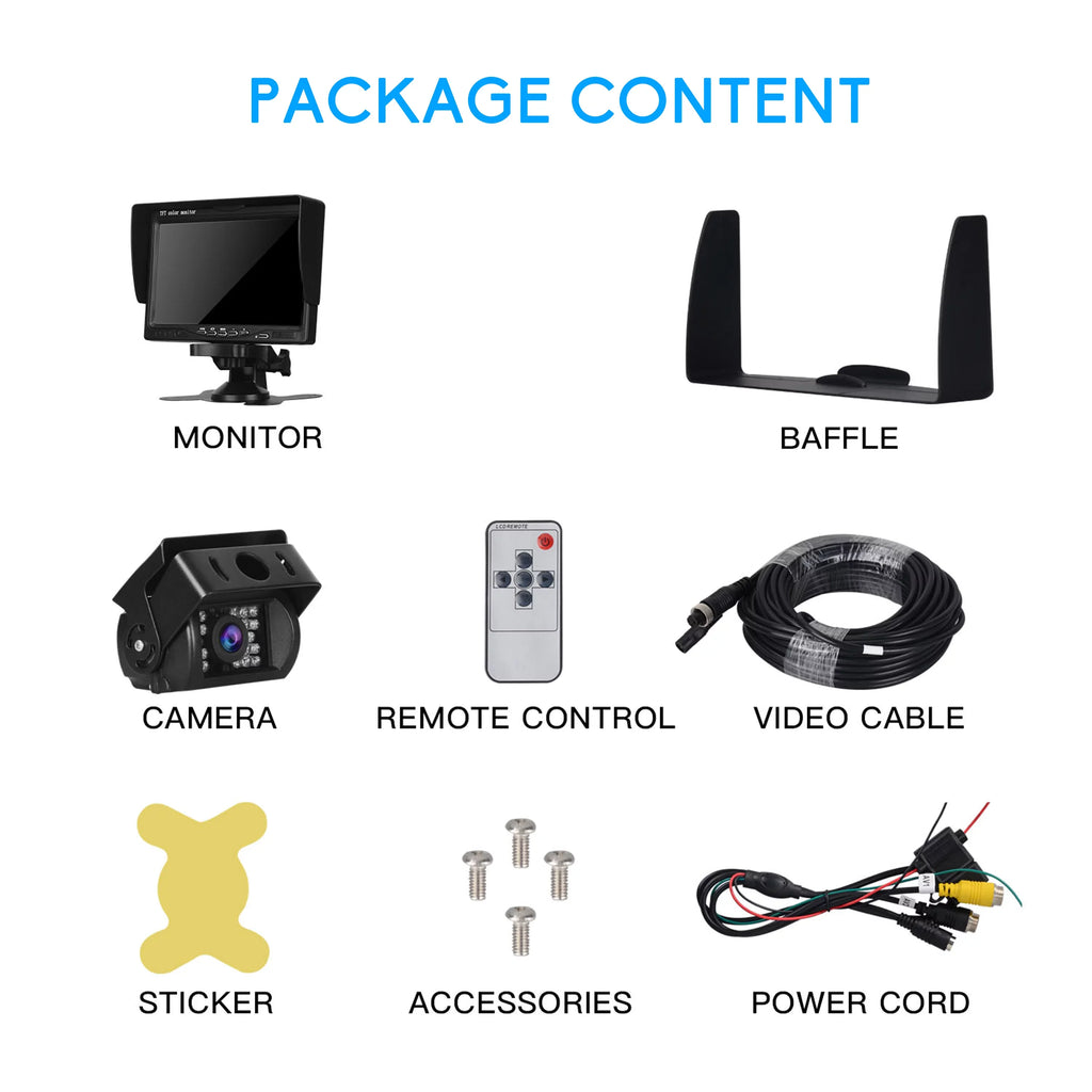 Toguard Reversing Camera Kit, 7'' Car Backup Camera with IR Night Vision for Cars Trucks Van Large Vehicles
