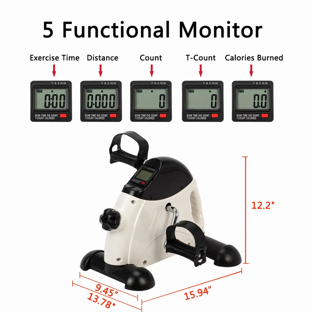 Portable Home Use Hands and Feet Trainer Mini Exercise Bike White & Black