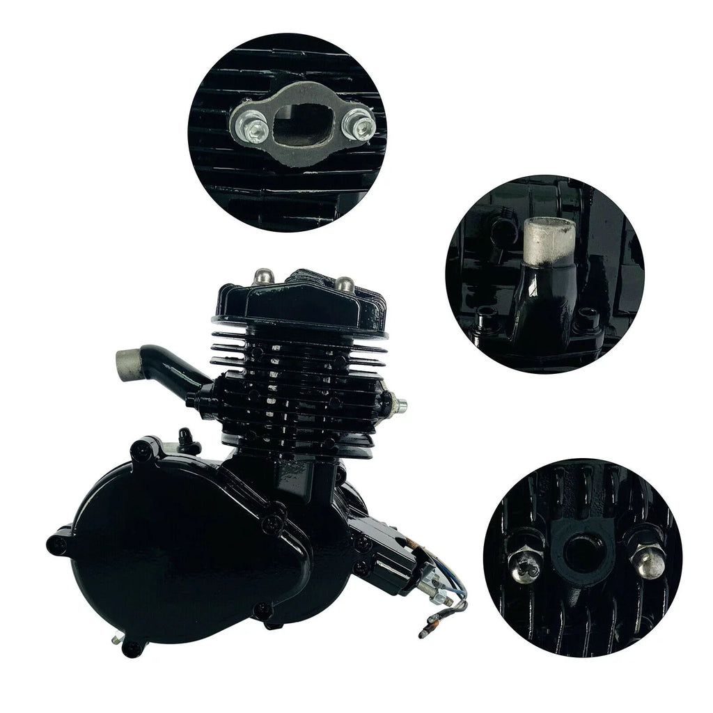 80CC 2-Stroke Petrol Gas Motor Engine Bike Single Cylinder Air-cooled Engine Pull Start for Bicycle Motorized 2.94KW 6500r/min