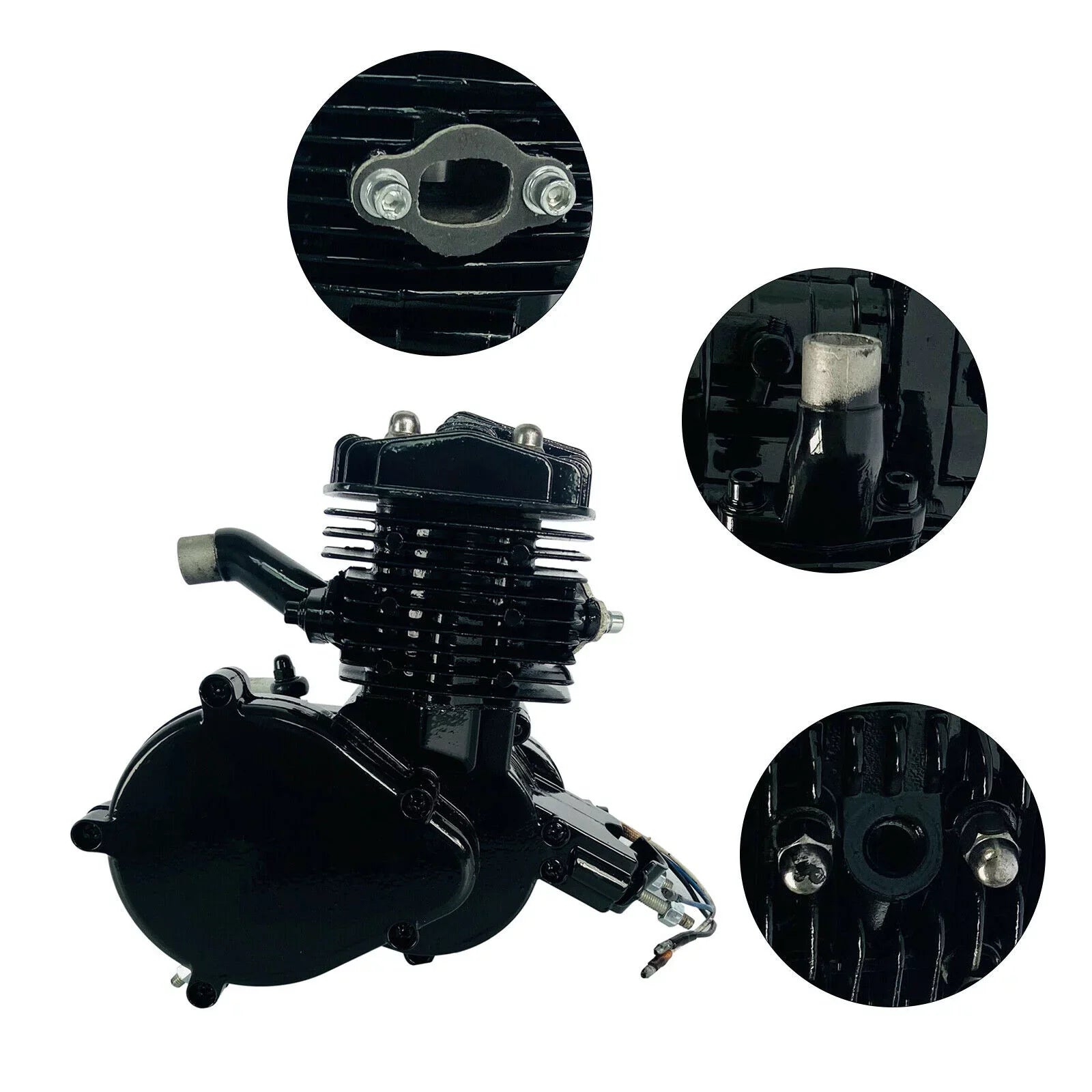 80CC 2-Stroke Petrol Gas Motor Engine Bike Single Cylinder Air-cooled Engine Pull Start for Bicycle Motorized 2.94KW 6500r/min