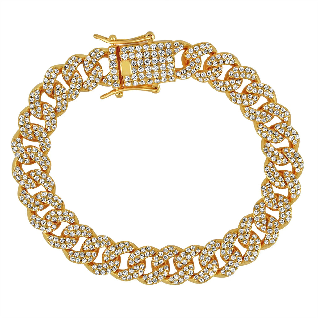 Sterling Silver Moissanite Diamond 12mm Iced Miami Cuban 8 Inch Bracelet Mens Custom Passes Diamond Tester