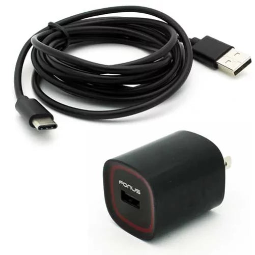 USB Cable 2.4A Home Charger w Holster Leather Case Belt Clip for Motorola Revvlry Plus, Moto G7 - OnePlus 6T, 6 - Razer Phone 2 - Galaxy S9 Plus S22 Plus S10 Plus XCover FieldPro