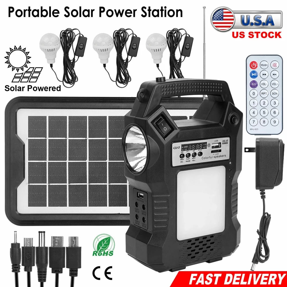 "Portable Power Station,Solar Generator with Solar Panel, Flashlights, Camp Lamps, Dual Way To Charge Power Station, Digital LED display,for Outdoor Camping,Home Emergency Power Supply, Fishing"