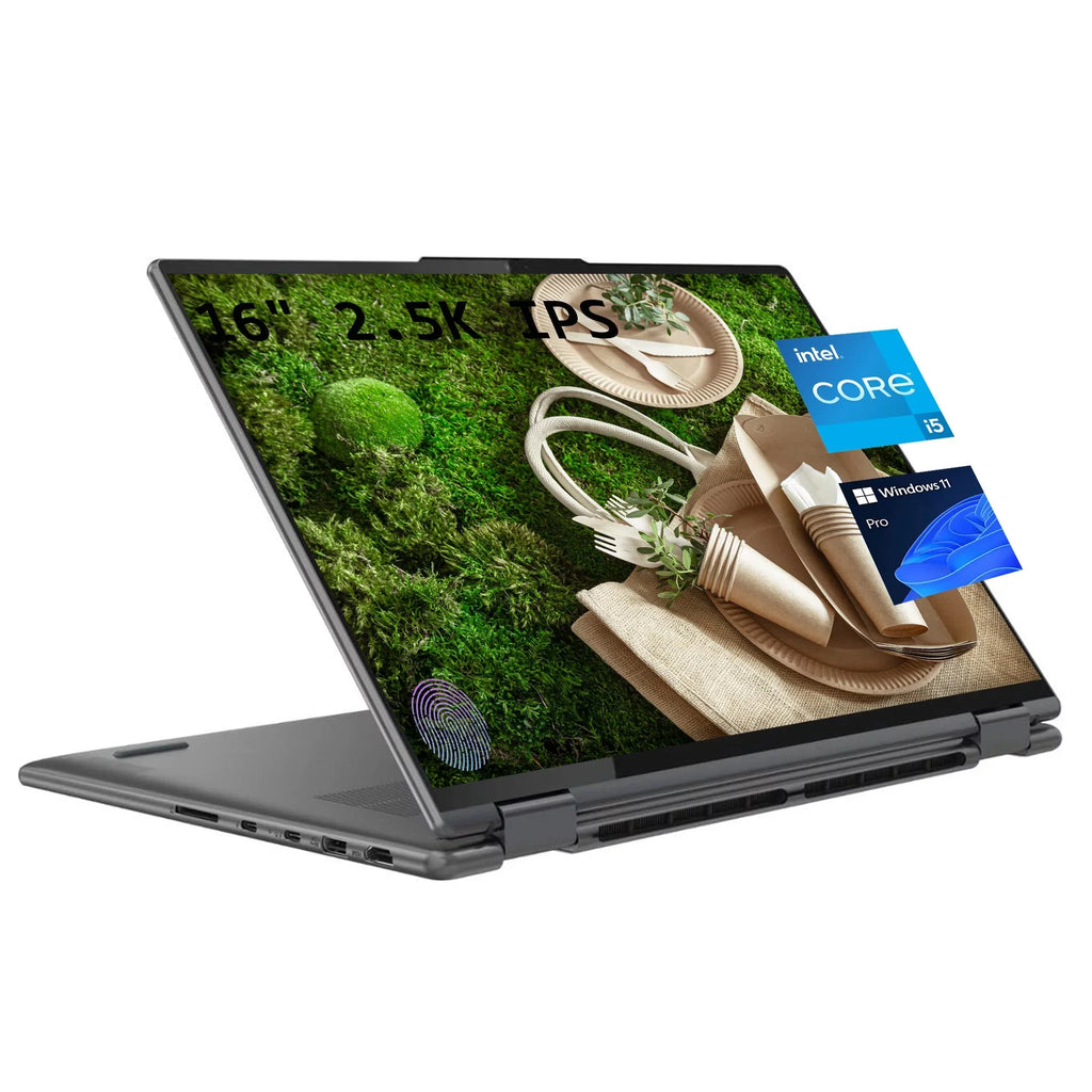 Yoga 7i Windows 11 Pro 16" 2.5K IPS 2-in-1 Business Notebook 12th Evo Platform 12-Core i5-1240P, 8GB LPDDR5 RAM, 1TB SSD, Iris Xe Graphics, Backlit KB, Fp, Gray