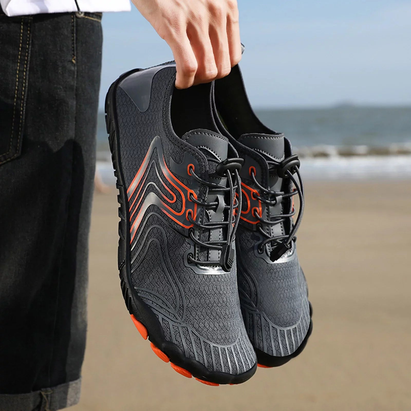 AdBFJAF Mens Sneakers 11 Wide Slip on Outdoor Couple Men Liquid Mountaineering Casual Sport Shoes Lace Up Beach Running Breathable Soft Bottom Shoes