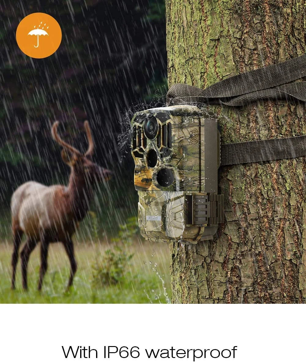 CAMPARK H80 WiFi Bluetooth Trail Camera 20MP 1296P Game Hunting Camera with Nigth Vision Fluid
