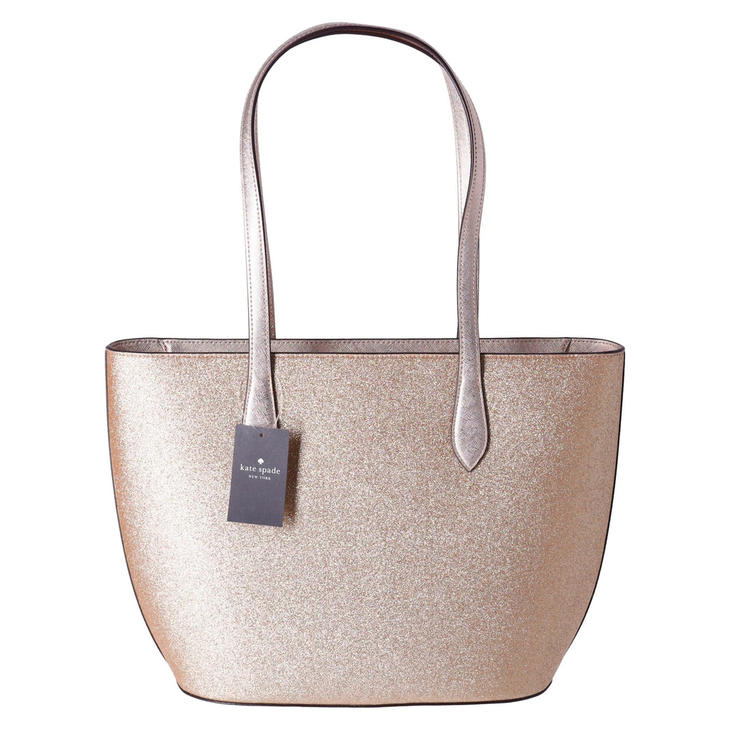 Kate Spade Glimmer Large Top Zip Tote Shoulder Bag Gold Glitter Holiday