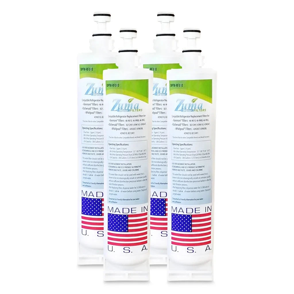 ZUMA Brand , Fluid and Ice Filter , Model # OPFW-RF300 , Compatible with Whirlpool® 4392857 - 4 Pack - Made in U.S.A.