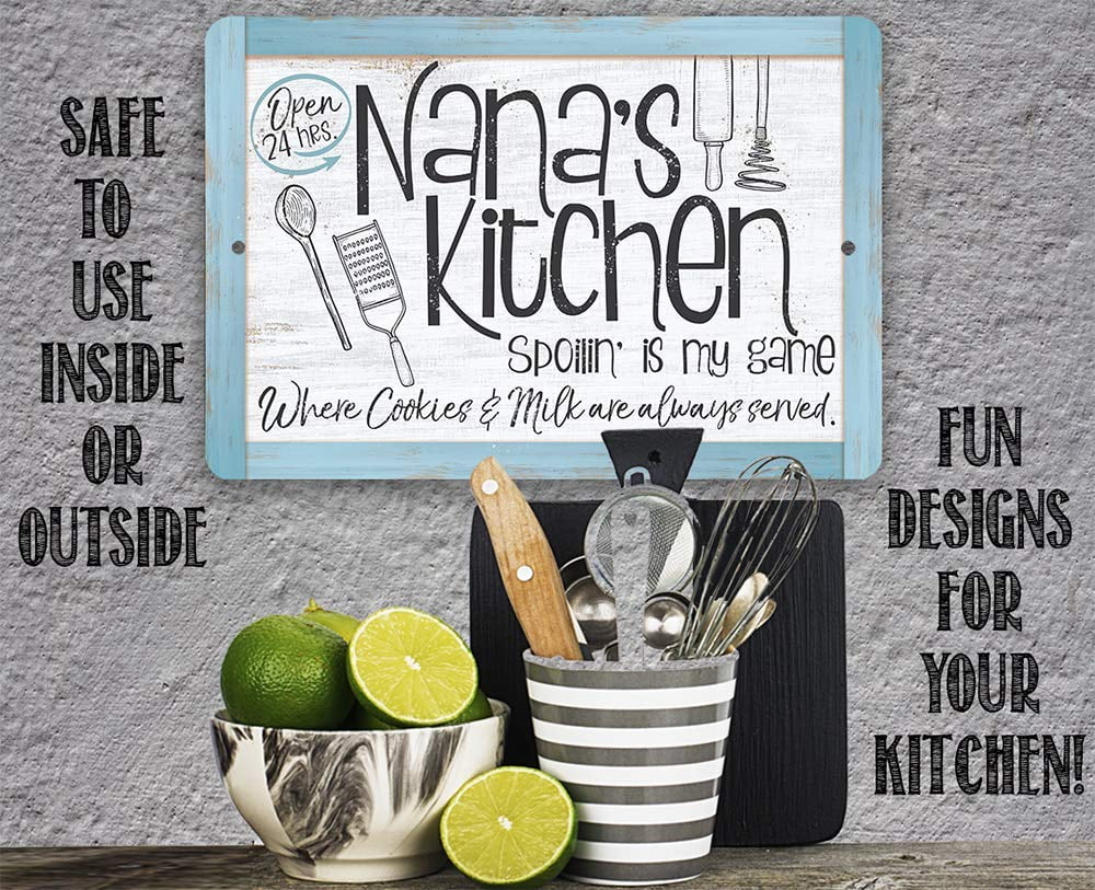 Metal Sign - Nana's Kitchen - Tough Metal Sign - Use Indoor/Outdoor - Makes a Great Kitchen Decor and Housewarming Gift Under $25 (12" x 18")