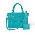 Women's Zippered 6 Pocket Microfiber Handbag, Teal