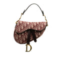 Pre-Owned Authenticated Dior Mini Oblique Saddle Canvas Fabric Red Satchel Unisex (Good)