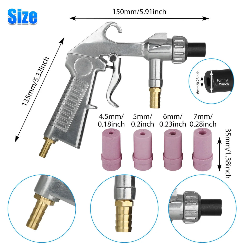 Sandblaster Air Kit Abrasive Sandblasting Gun Sand Blaster with 4 Ceramic Nozzle
