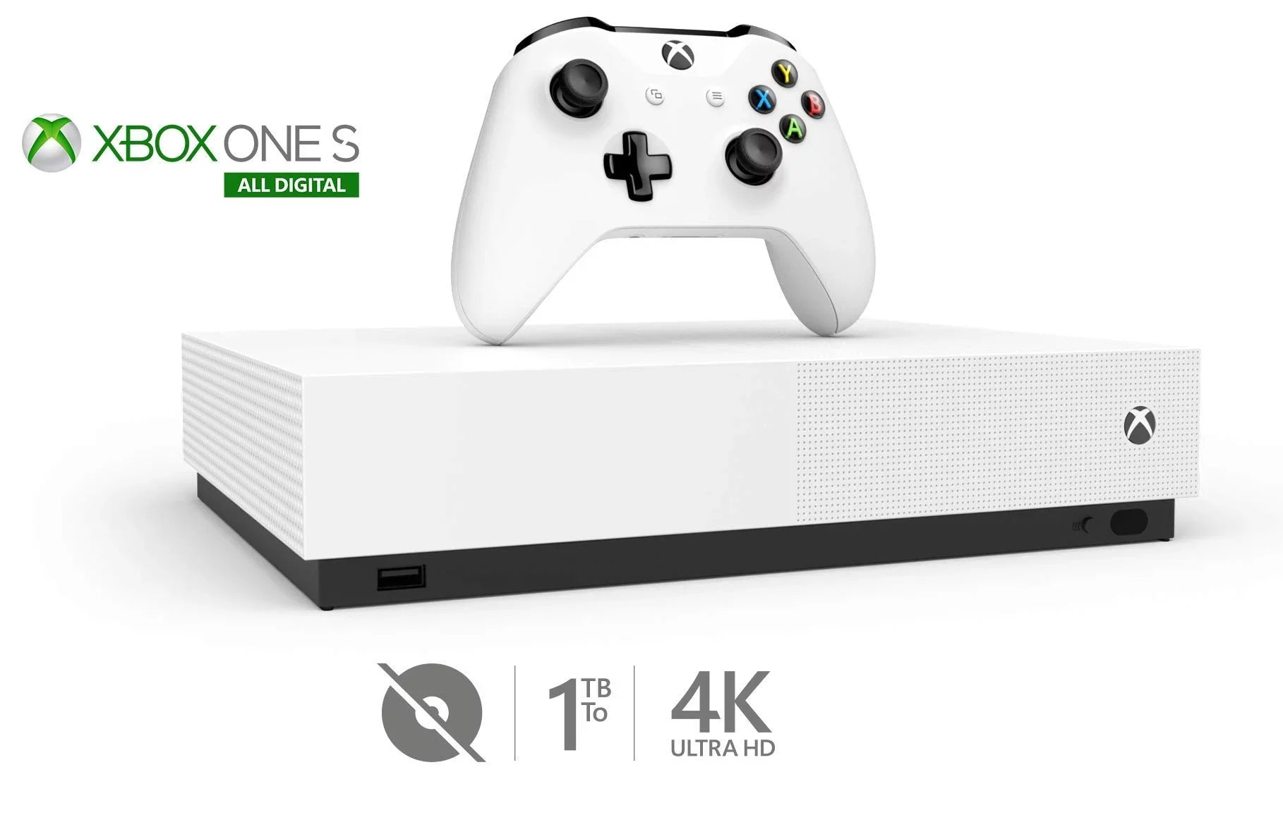Restored Xbox One S 1TB AllDigital Edition Console with Xbox One Wireless Controller (Refurbished)