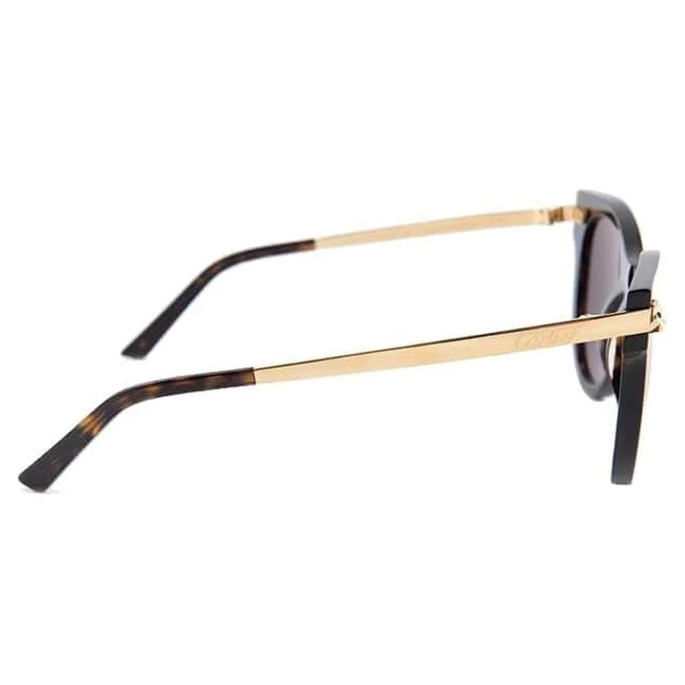 Cartier CT0024S-002 Havana Gold Cat-Eye Brown Bronze Mirror Lens Sunglasses
