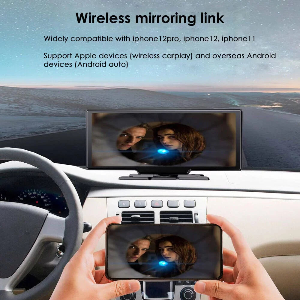 KingFurt T91 Dash Camera with 2K 1080P Dual Lens - Enhanced Recording, Wireless Connectivity, Android Auto, Touch Monitor WiFi