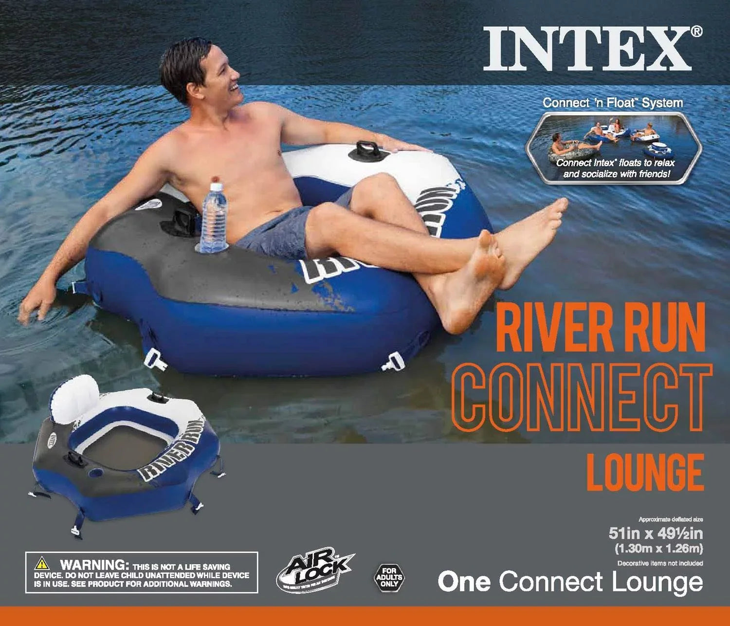 Intex River Run Connect Lounge Inflatable Floating Liquid Tube (6 Pack) & Cooler