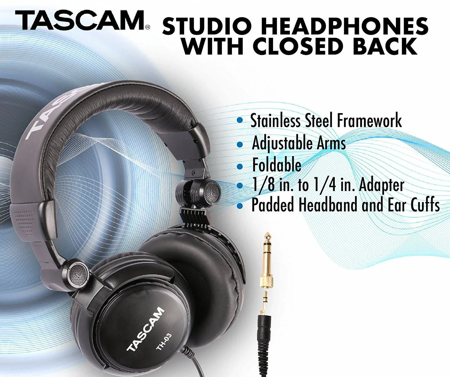Tascam TH-03 Closed Back Over-Ear Headphones (Black)