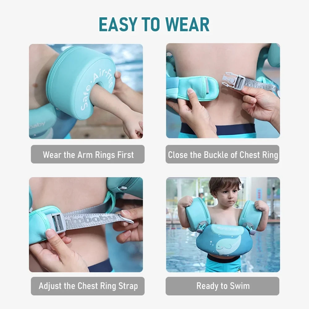 Mambobaby Mambobaby 3-in-1 Non-inflatable Kids Swim Vest Jackets for Kids Boys Girls Swim Vest with Detachable Chest & Arm Rings for Age 3-6 Years Kids