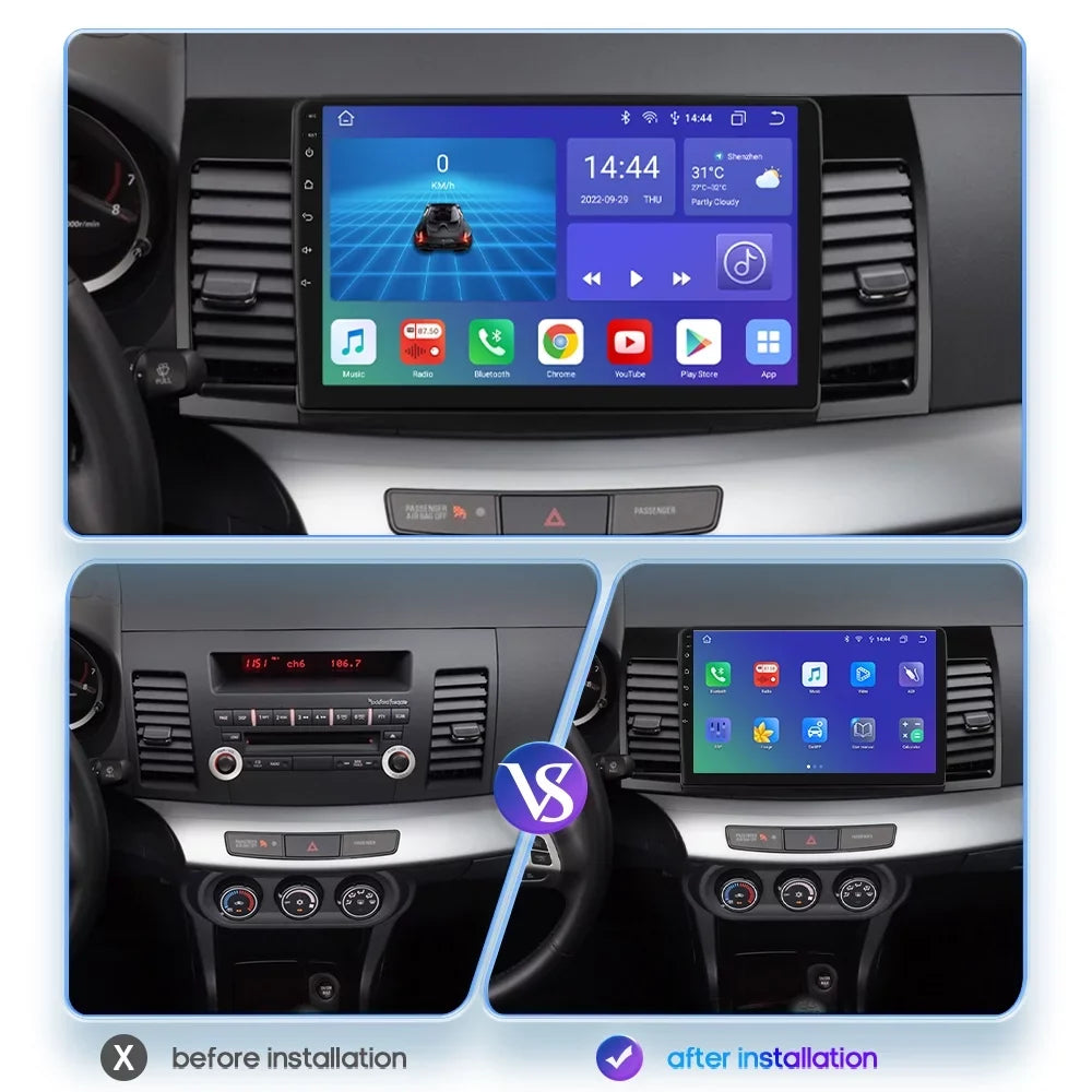 10.1" Android 12 GPS Navigation 2+32GB Car Stereo Radio Head Unit Carplay For Mitsubishi Lancer 2007-2012