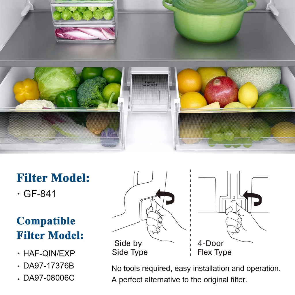 GLACIER FRESH DA97-17376B HAF-QIN Refrigerator Filtered Fluid Filter Replacement for HAF-QIN/EXP, DA97-08006C, RF23M8070SG, RF23M8070SR, RF23M8090SG, RF23M8090SR (6Pack)