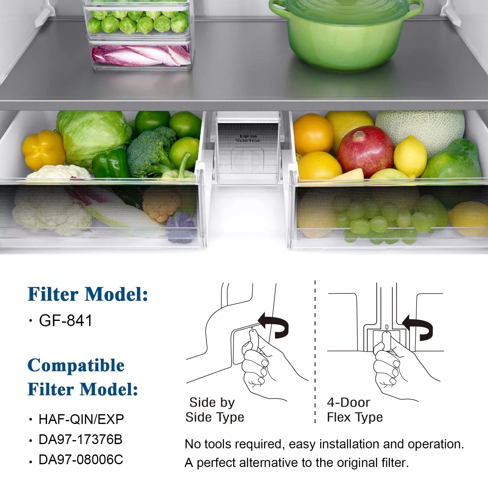 GLACIER FRESH DA97-17376B HAF-QIN Refrigerator Filtered Fluid Filter Replacement for HAF-QIN/EXP, DA97-08006C, RF23M8070SG, RF23M8070SR, RF23M8090SG, RF23M8090SR (6Pack)