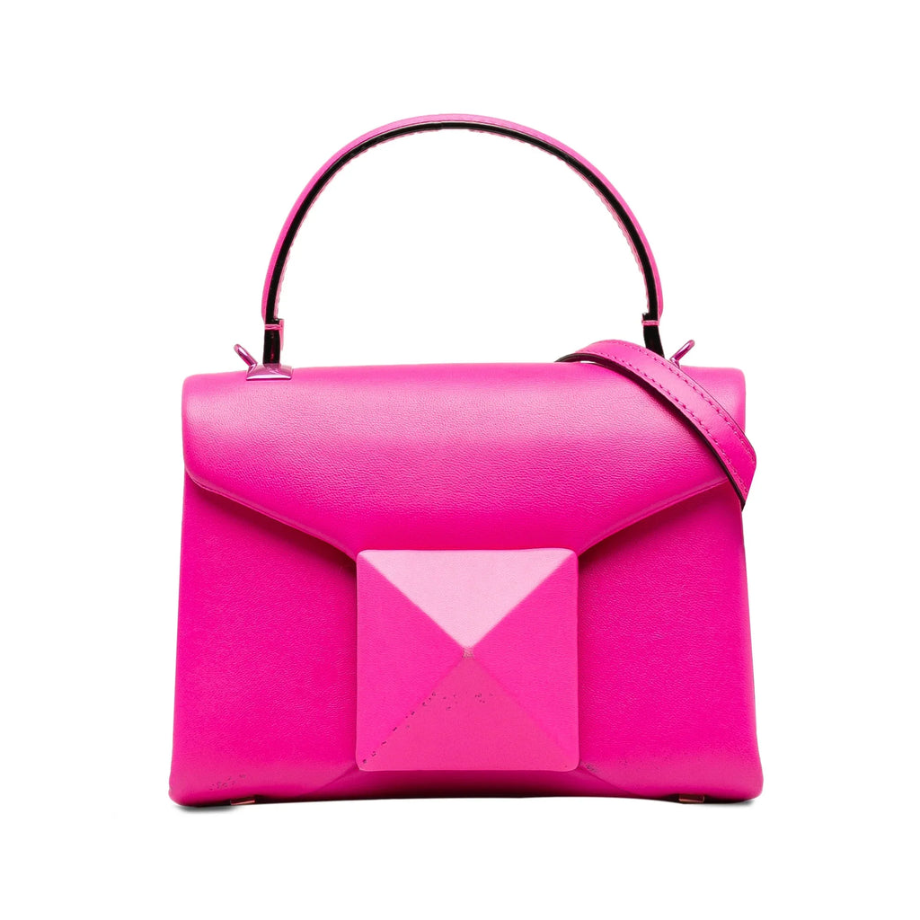 Pre-Owned Authenticated Valentino Mini One Stud Satchel Calf Leather Pink Unisex (Good)