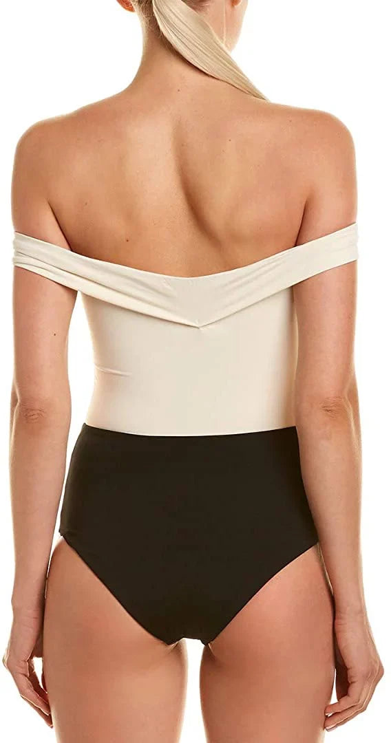 L*Space CREAM/BLACK/CAMEL Anja One Piece Swimsuit, US 4