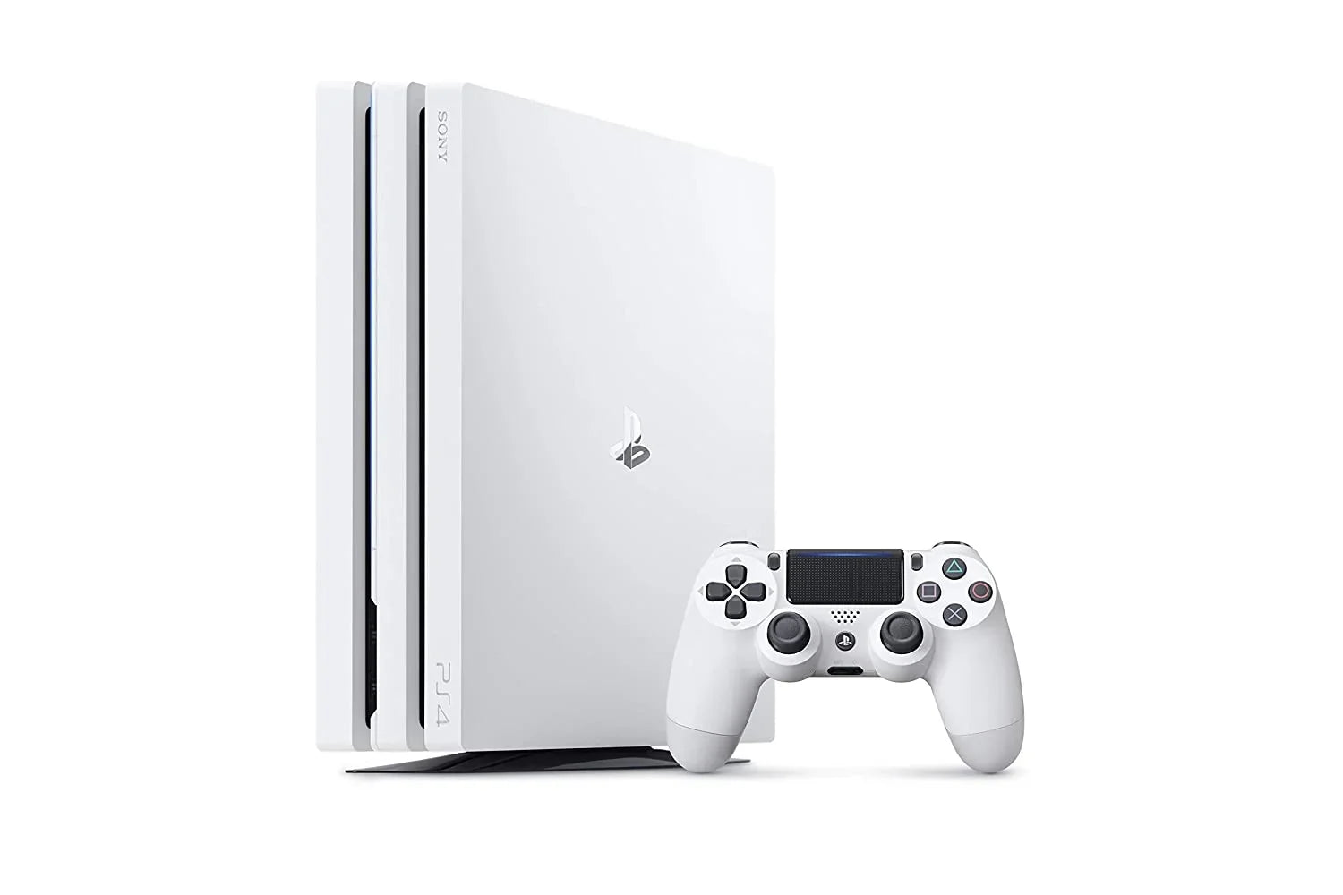 PlayStation 4 Pro 1TB White Gaming Console With 2 Controller + G9 Earbuds With Microphone BOLT AXTION Bundle Second-hand