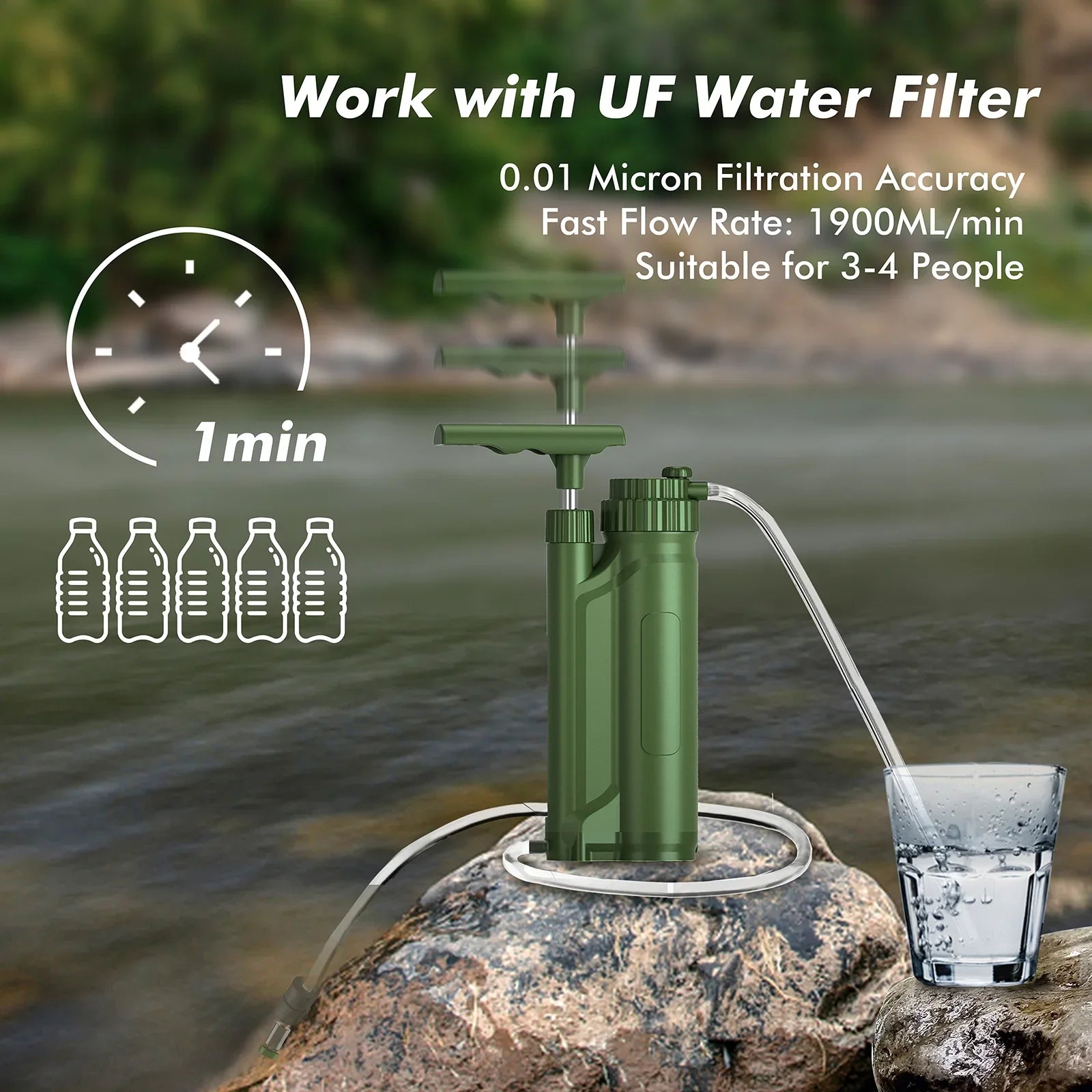 GoolRC Portable Filter Pump Purification System Survial Gear for Camping Hiking Travel Preparedness