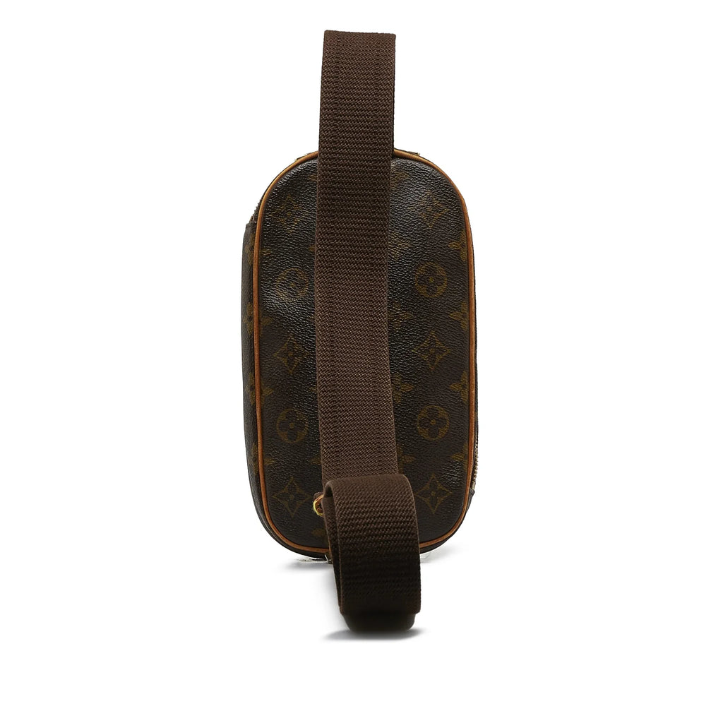 Pre-Owned Authenticated Louis Vuitton Monogram Pochette Gange Canvas Brown Crossbody Bag Unisex (Good)