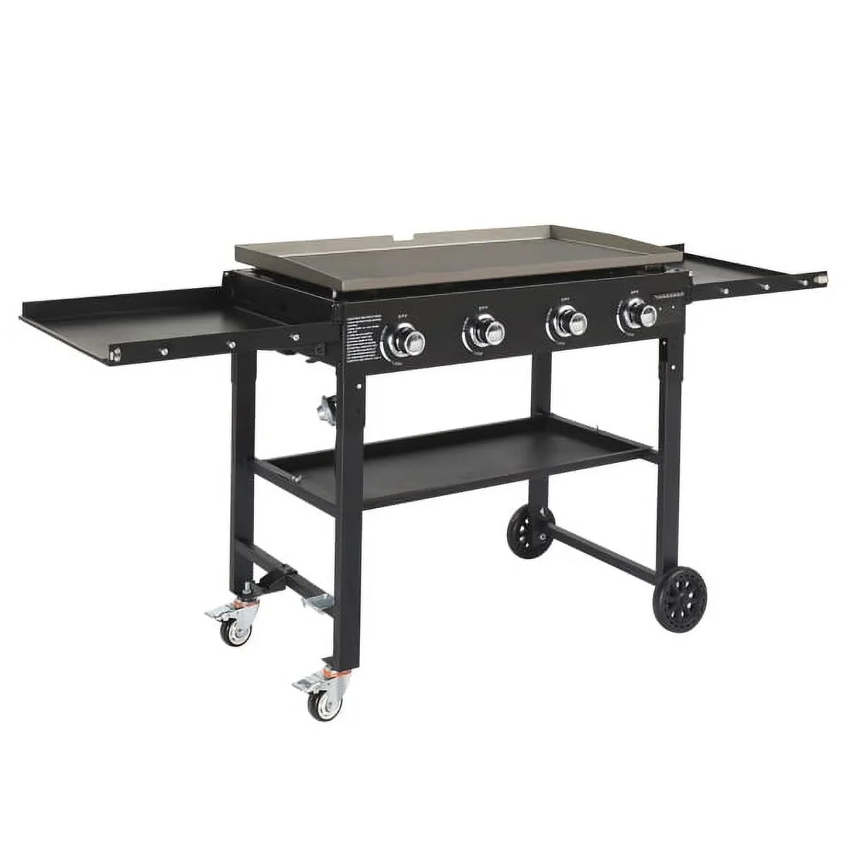 SYTHERS 4-Burner Foldable BBQ Propane Grill with Side Shelves & Spice Rack, Stainless Steel Barbecue Gas Grill for Outdoor Patio Garden Picnic Backyard Cooking