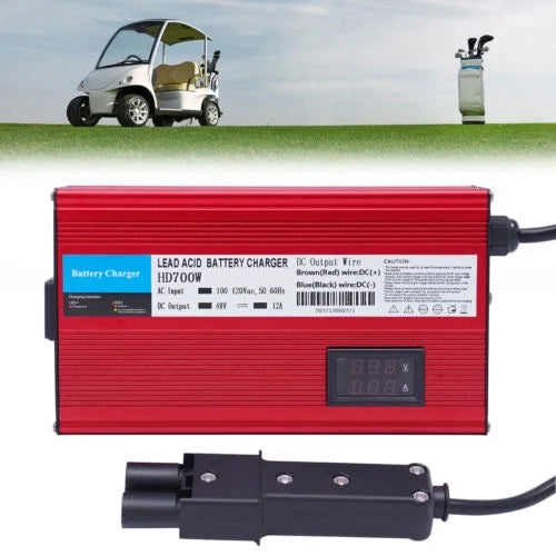 Golf Cart Battery Charger 48 Volt 12 Amp Barrel 2 Pin Plug Trickle Charging Mode