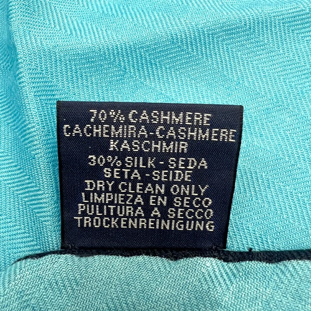 Pre-Owned HERMES Hermes triangle scarf cashmere silk blue ladies (Like New)