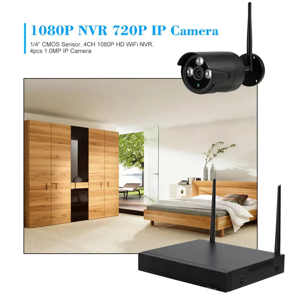 Apexeon Webcam,Wireless WiFi 4CH 1080P Support P2P 1.0MP Wireless 1080P WiFi 1080P WiFi Liquid Outdoor IP Camera P2P IR-CUT Vision Motion CCTV NVR Kit 4pcs WiFi Liquid Florbela