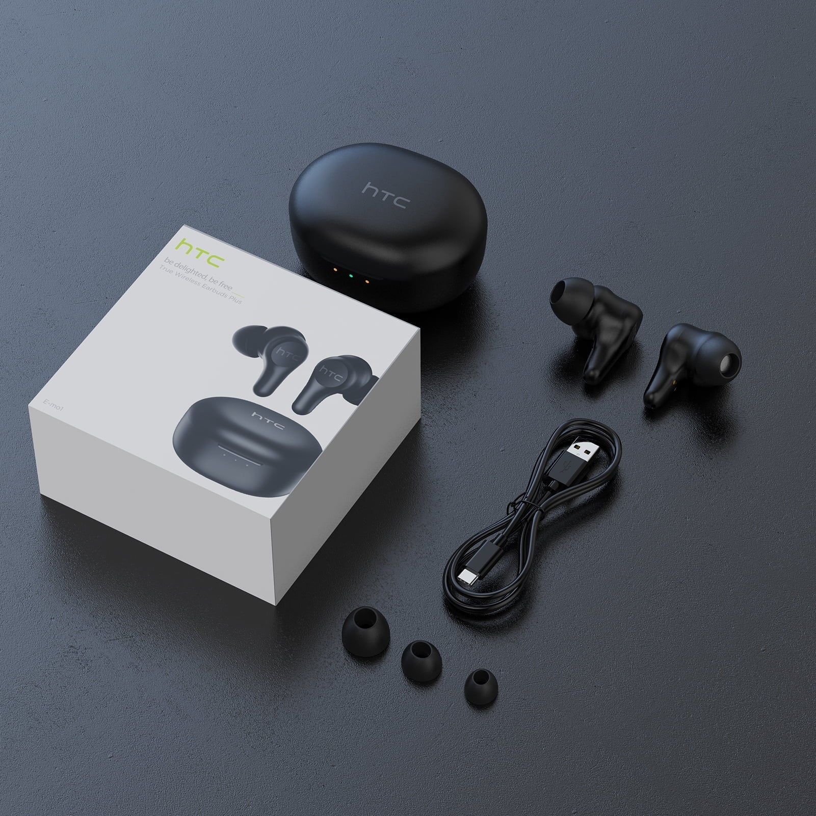 HTC True Wireless Earbuds Plus - Active Noise Cancellation IPX5 Fluid Resistant Bluetooth 5.0 Headphones with ENC, 24-Hour Playtime, Stereo in-Ear Touch Control Wireless Earphones