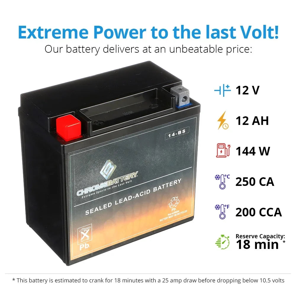 Chrome Battery Ytx14-Bs Motorcycle Battery for Suzuki 1000Cc Dl1000 V-Strom, Adventure, 2009