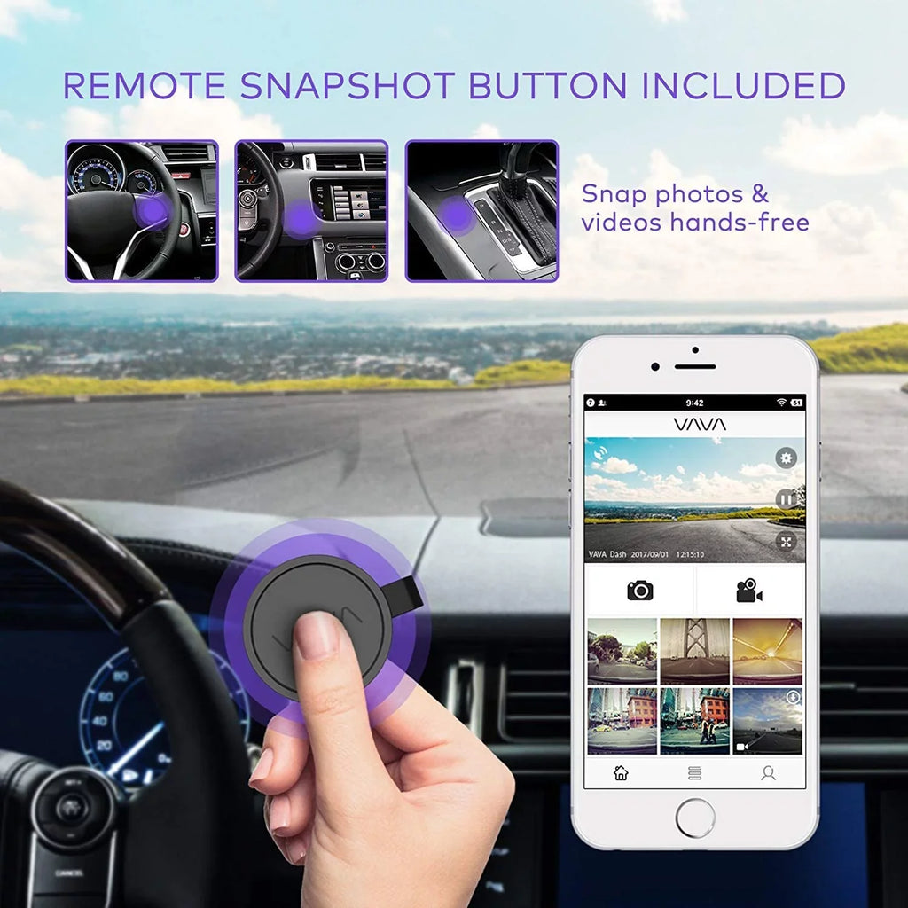 Dash Cam | VAVA 1920X1080P@60Fps | Wi-Fi Car Dash Camera | Night Vision Sensor | Dashboard Camera Recorder with GPS | Parking Mode | G-Sensor | Support 128GB Max