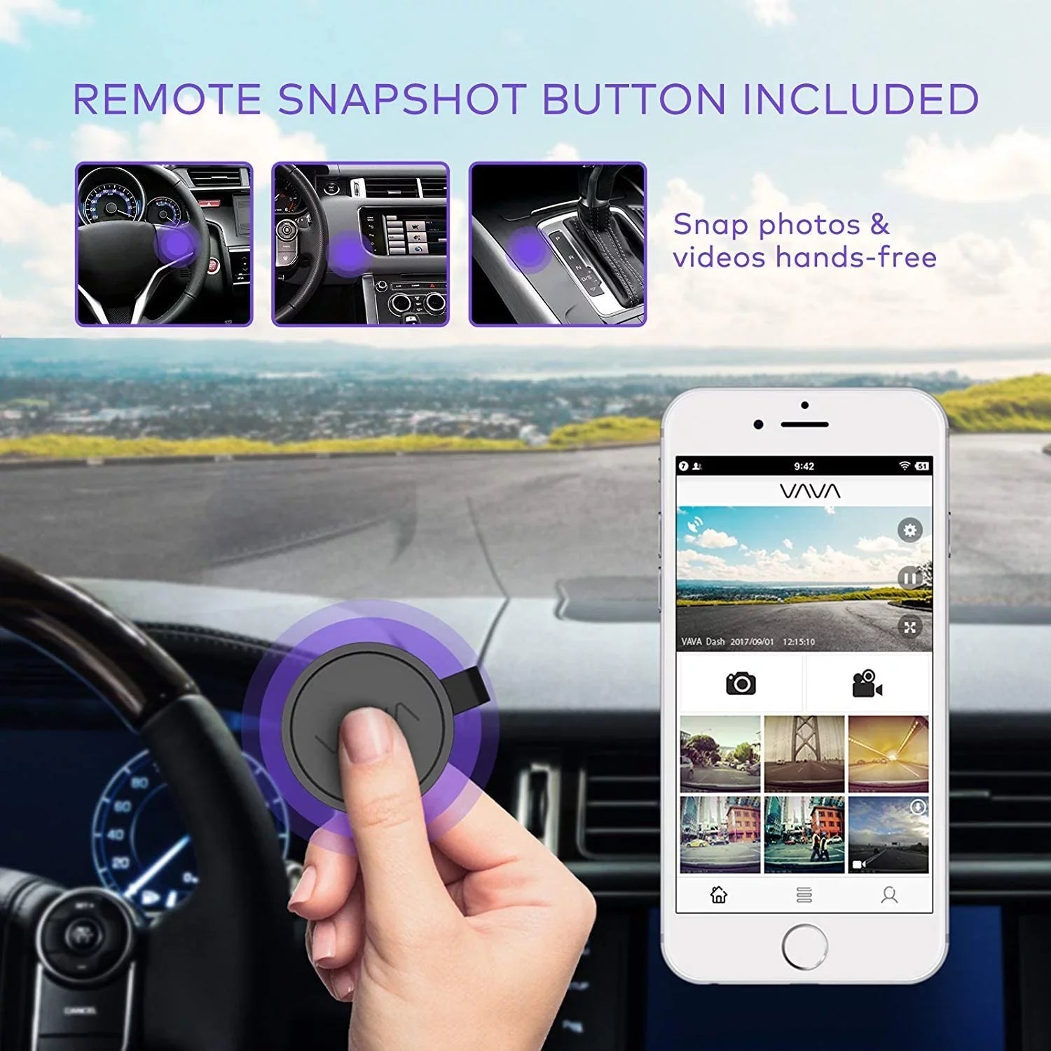 Dash Cam | VAVA 1920X1080P@60Fps | Wi-Fi Car Dash Camera | Night Vision Sensor | Dashboard Camera Recorder with GPS | Parking Mode | G-Sensor | Support 128GB Max