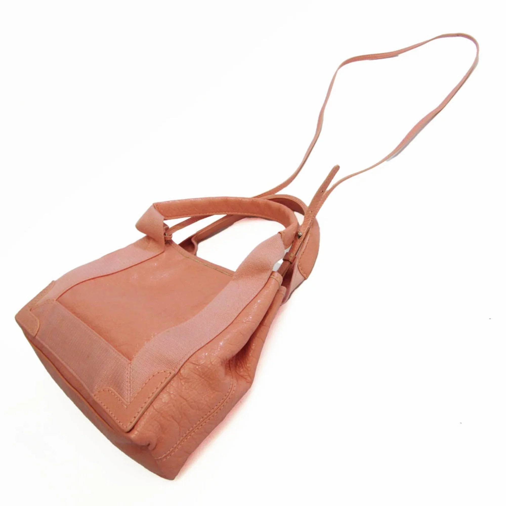 Pre-Owned Balenciaga Navy Cabas XS 390346 Women's Canvas,Leather Handbag,Shoulder Bag Light Pink (Good)