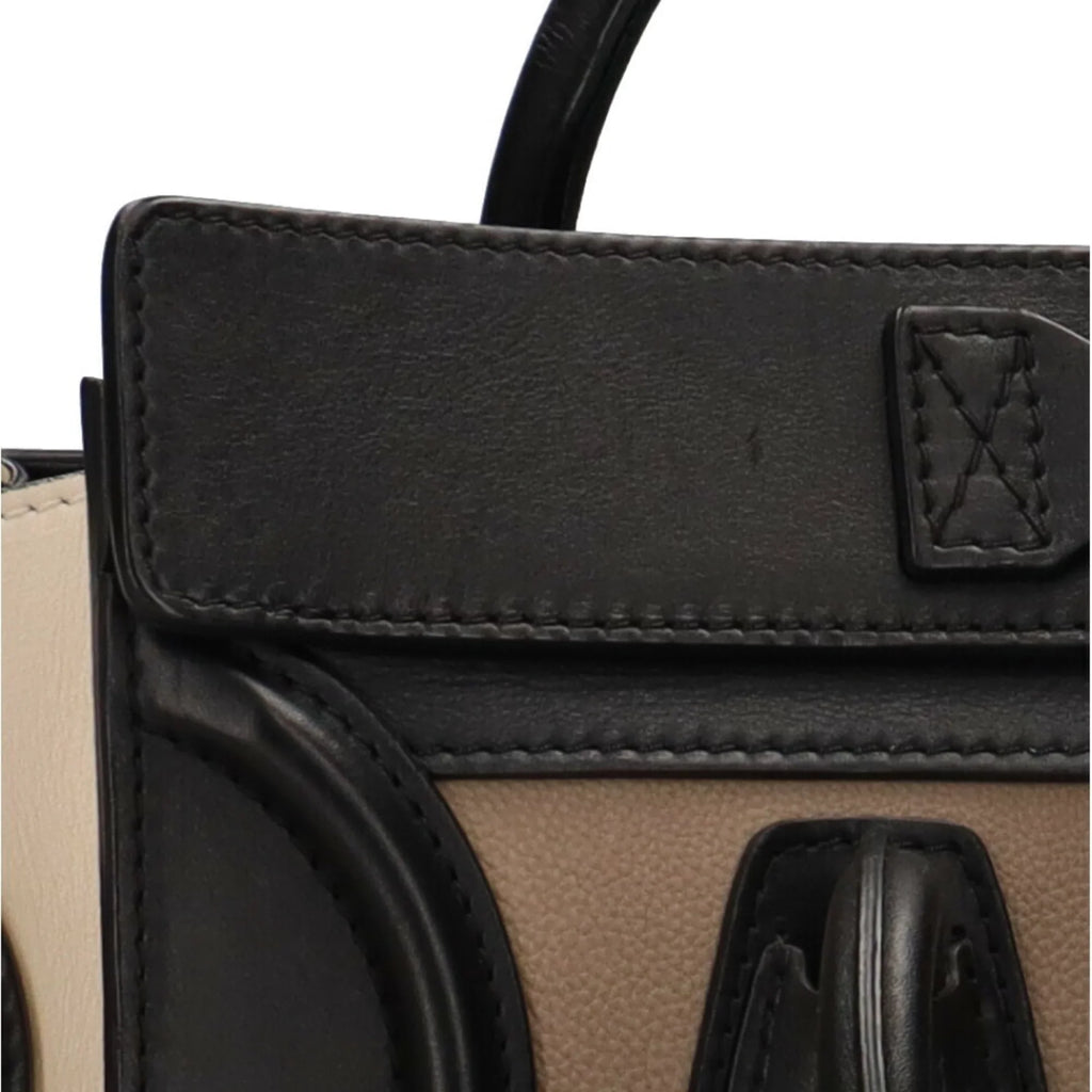 Pre-Owned Celine Micro Shopper Luggage Handbag Leather Beige Ladies (Good)