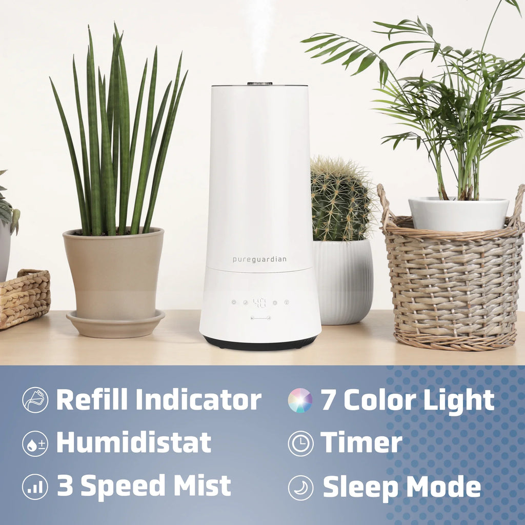 PureGuardian 90-Hour 1.6 Gallon Cool Mist Ultrasonic Humidifier with Humidistat, 420 Sq. ft. H997W